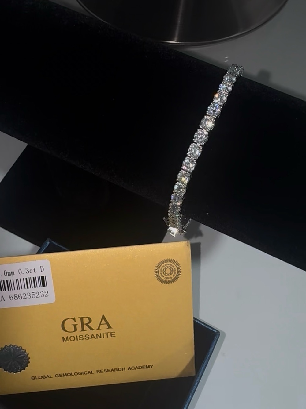 Silver VVS Moissanite Tennis Bracelet - Clear White Stones (4mm 8inch)